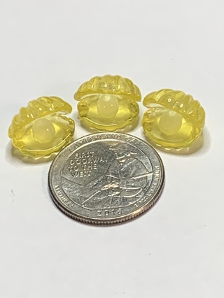 SHELLS~#2~YELLOW~MINIS~SET OF 3 SHELLS~GLOW IN THE DARK~FREE SHIPPING!