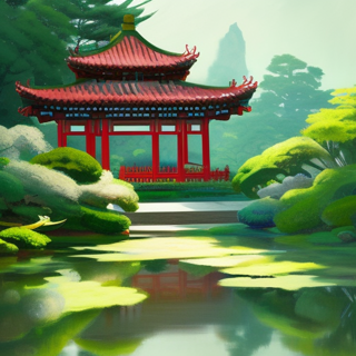 Listia Digital Collectible: Chinese Botanical garden Pond & Pagoda