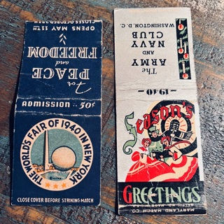 Pair of Vintage 1940 Pre WWII Matchbook Covers