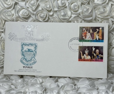 QUEEN'S SILVER JUBILEE EVENT COVER W/ INFO CARD TUVALU 