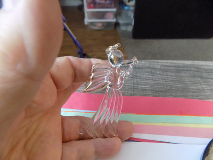 3 inch hand blown glass angel ornament blowing horn