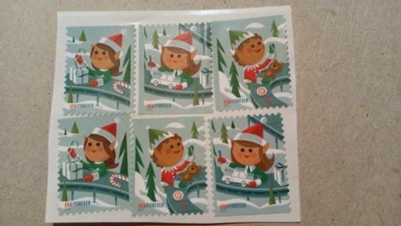 6- FOREVER US POSTAGE STAMPS... CHRISTMAS ELVES