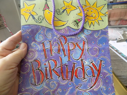 Happy Birthday Celestial theme giftbag, moon & stars 9 x 7