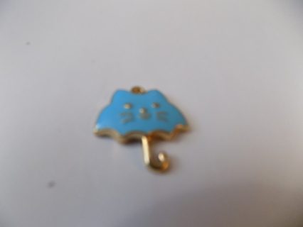 blue enamel cat face umbrella charm 1 inch