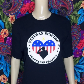 MEN'S VETERANS SHIRT SUICIDE AWARENESS SUPPORT VETERANS SIZE MEDIUM TOP (BLACK)