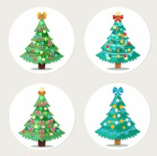 ⛄(8) 1.5" CHRISTMAS TREE STICKERS!!⛄
