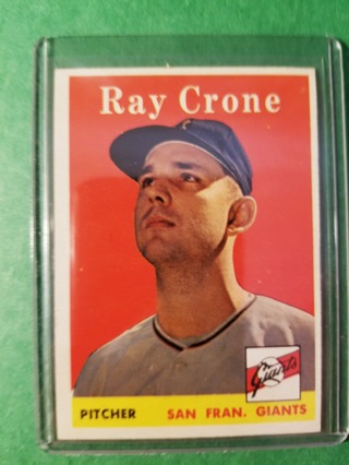 1958 - TOPPS NRMT MINT BASEBALL - CARD NO. 272 - RAY CRONE - GIANTS