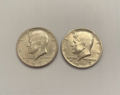 1971 D & 1972 P Half Dollar 50c Coin!