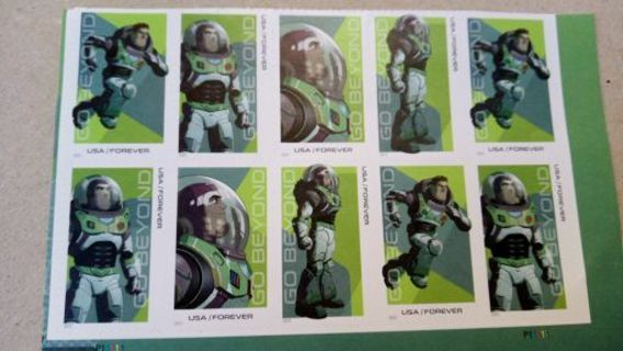 10- BUZZ LIGHT-YEAR FOREVER US POSTAGE STAMPS..