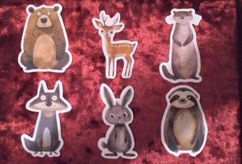 6 - "WOODLAND CRITTERS" STICKERS ( Winner receives 1 free Sticker with win)