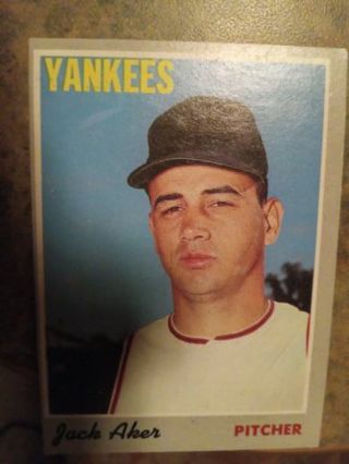 1970 T.C.G. JACK AKER NEW YORK YANKEES BASEBALL CARD# 43