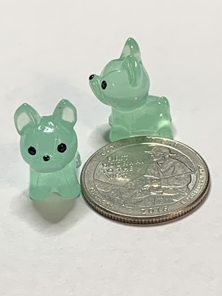 DOGS~#1~TEAL~MINIS~SET OF 2 DOGS~GLOW IN THE DARK~FREE SHIPPING!