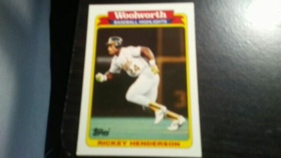 1991 TOPPS/WOOLWORTH 1990 BASEBALL HIGHLIGHTS RICKEY HENDERSON OAKLAND BASEBALL CARD# 26