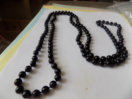 Necklace extra long black beads