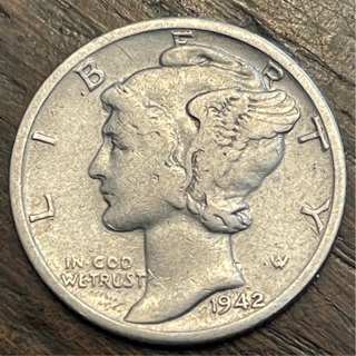 1942 D Silver Mercury Dime VF+ 90% Silver 