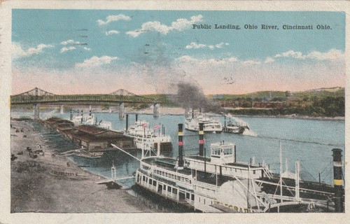 Vintage Used Postcard: 1917 Public Landing, Ohio River, Cincinnati, OH