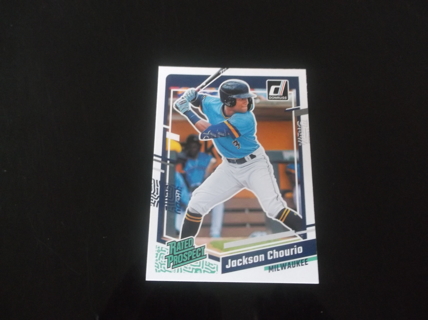 2023 Donruss   JACKSON CHOURIO    Rated Prospect    card  #   85  Milwaukee Brewers