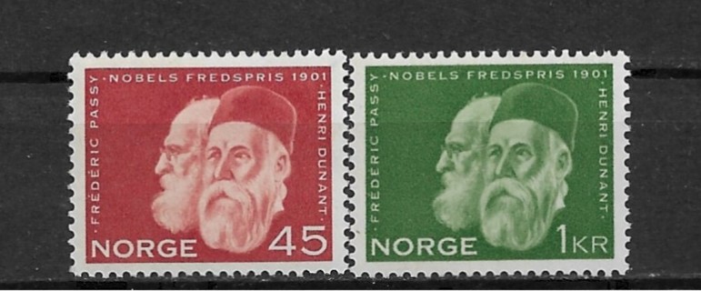 1961 Norway Sc401-2 Winners of the first Nobel Peace Prize MNH C/S of 2