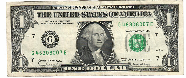 $1 Dollar James Bond Like Note Serial Number: 46308007 Also has Four District "7s Fun Note! P2