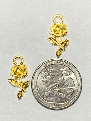 ROSE CHARMS~#2~GOLD~SET OF 2 CHARMS~FREE SHIPPING!