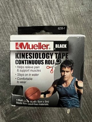  MUELLER KINESIOLOGY BLACK TAPE Continuous Roll SIZE 2" x 16.4 ft NEW/SEALED