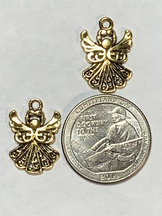 ANGEL CHARMS~#7~GOLD~SET OF 2 CHARMS~FREE SHIPPING!