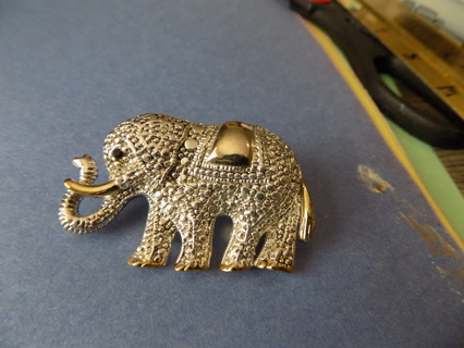 Huge very detailed 2 inch wide & tall textured elephant double loop pendant