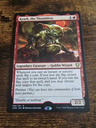 Magic the gathering mtg Krark the Thumbless rare card Commander Legends