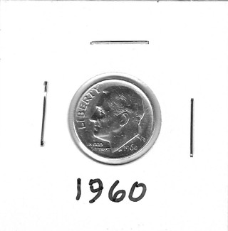 1960 Roosevelt Dime 90% Silver U.S. 10 Cent Coin