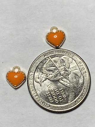 ♥♥MINI COLORED HEART CHARMS~#4~ORANGE~FREE SHIPPING♥♥