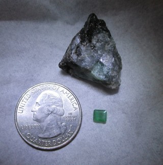 Rough Emerald in Matrix & Mini Square Cut Emerald