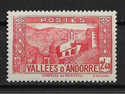 1942 Andorra (French) Sc58A Meritxell Chapel MH