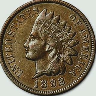 1892 P Indian Head Cent,  Barely Circulated, Insured, Great Date, Refundable. Ships Fast