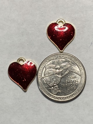 RED HEART CHARMS~#2~LAST ONE!~SET OF 2 CHARMS~FREE SHIPPING!