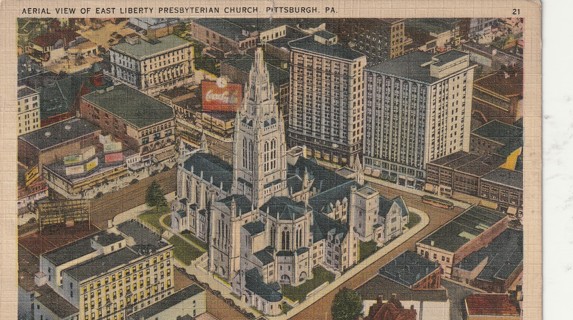 Vintage Used Postcard: (f): 1943 East Liberty Presbyterian Church, Pittsburg, PA