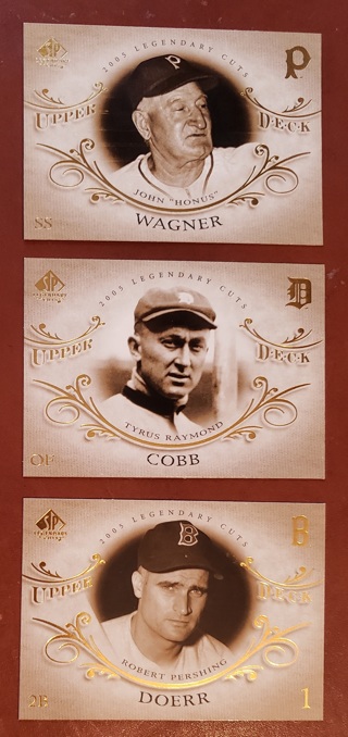 2005 SP Legendary Cuts 3 different Cards - Ty Cobb Honus Wagner Bobby Doerr