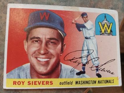 1955 T.C.G. ROY SIEVERS WASHINGTON NATIONALS BASEBALL CARD# 16