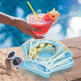 Inflatable Glittered Clam Shell Drink Coaster