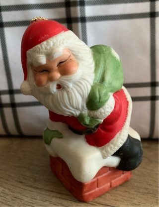 Santa Claus With Chimney Porcelain Christmas Tree Ornament Vintage Preowned