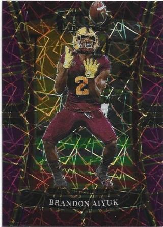 2023 SELECT DRAFT PICKS BRANDON AIYUK PURPLE LAZER PRIZM REFRACTOR CARD