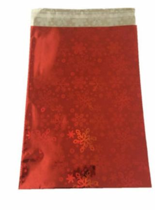 ➡️❄️(1) 5×7" Red Snowflakes❄️ Holographic/Metallic Self Sealing Mailer❄️