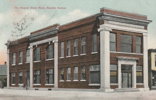 Vintage Used Postcard: Y: 190? The Russell State Bank, Russell, KS