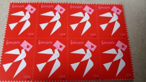 8- FOREVER US POSTAGE STAMPS.. PEACE DOVE