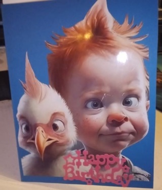 Happy Birthday Boy & Chicken Design Blank Note Card