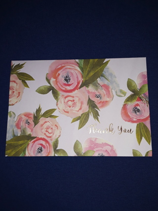 Pink Floral Notecards - Thank You