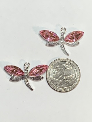 DRAGONFLY CHARMS~#1~PINK~SET OF 2 CHARMS~FREE SHIPPING!