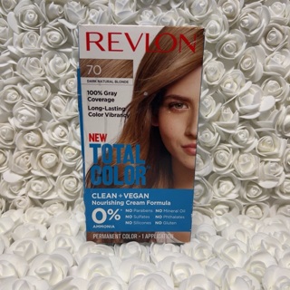 Revlon Total Color Permanent Hair Color, 100% Gray Coverage Hair Dye, 70 Dark Natural Blonde