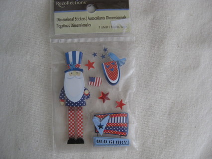 Independence day theme dimensional stickers, card making, scrapbooking, NIP