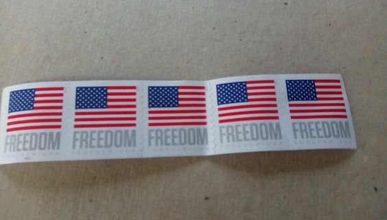 5- FOREVER US POSTAGE STAMPS... US FLAG. FREEDOM