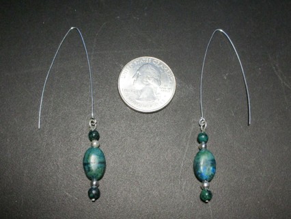 Azurite Oval & All 925 Silver Earrings